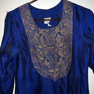 Blue indian embroidered bollywood top kurti